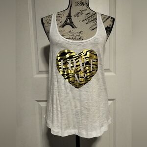 BRAND NEW Cotton On White Tank Top with Gold Heart Graphic